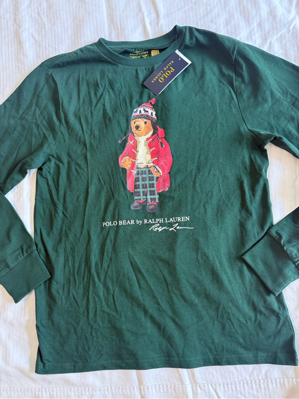 New boys Sz L 14-16 Ralph Lauren Polo Bear Long Sleeve Shirt